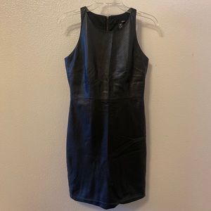 Leather racer back sheath dress